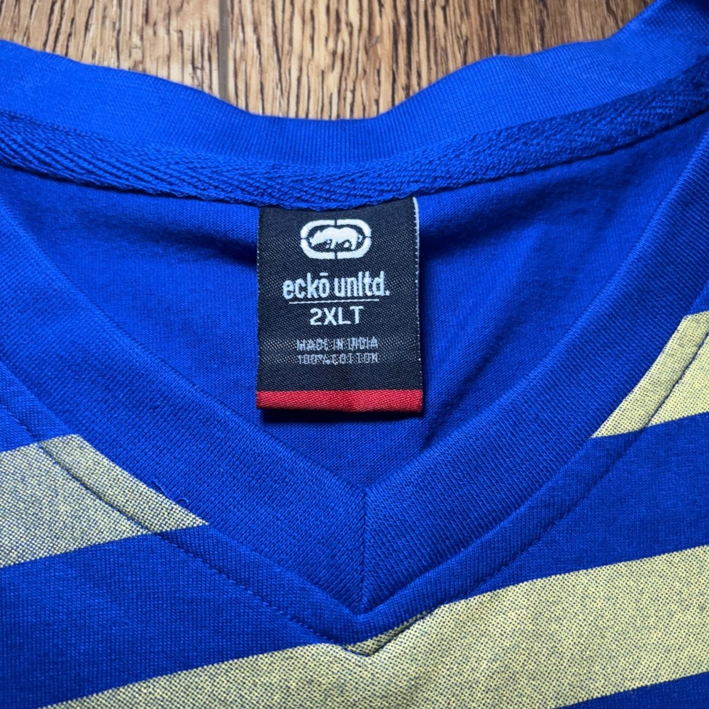Ecko Unltd Y2K Shirt Men 2XLT Blue Graphic Embroidered Streetwear Hip Hop Skater - Picture 7 of 8